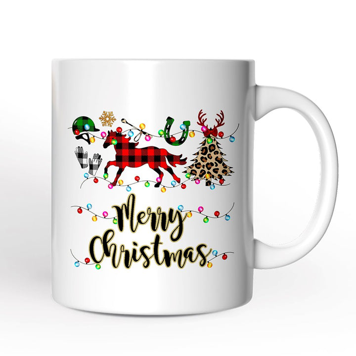 Personalized Mug Horse Buffalo Plaid Christmas, Equestrian Gift Personalized Ceramic Mug OrnamentallyYou 12oz Mug Non-Custom 