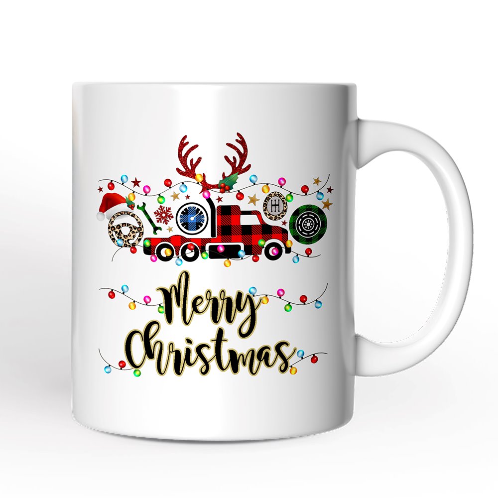Personalized Mug Truck Driver and Logistics Buffalo Plaid Christmas, Freight Delivery and Dispatcher Gift Personalized Ceramic Mug OrnamentallyYou 12oz Mug Non-Custom 