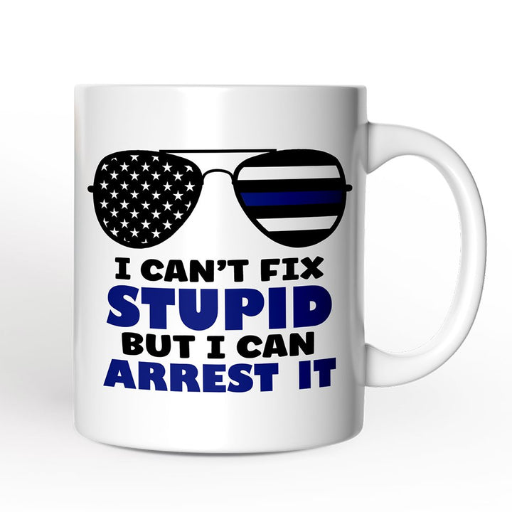 Police Officer Personalized Mug, I Can't Fix But I Can Arrest It Gift With Custom Name Personalized Ceramic Mug OrnamentallyYou 12oz Mug Non-Custom 