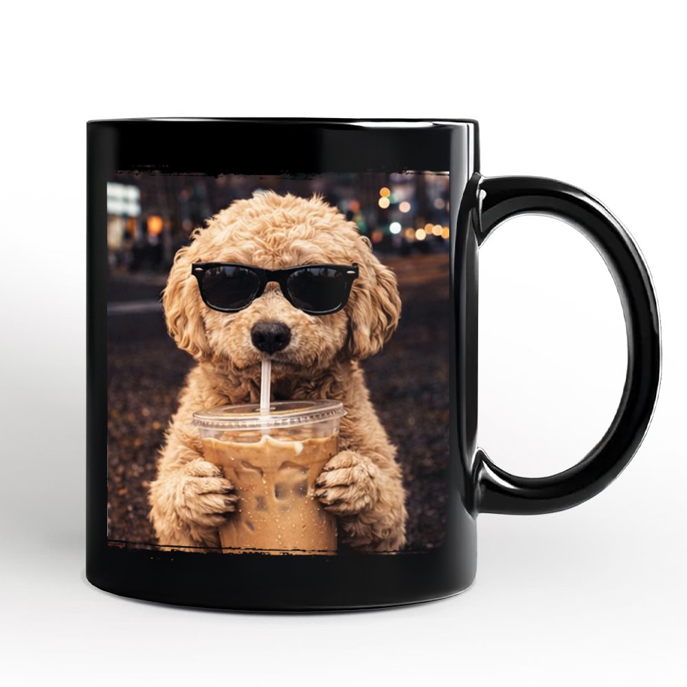 Poodle Iced Coffee Mug, Funny Dog Parents Gift Personalized Ceramic Mug OrnamentallyYou 