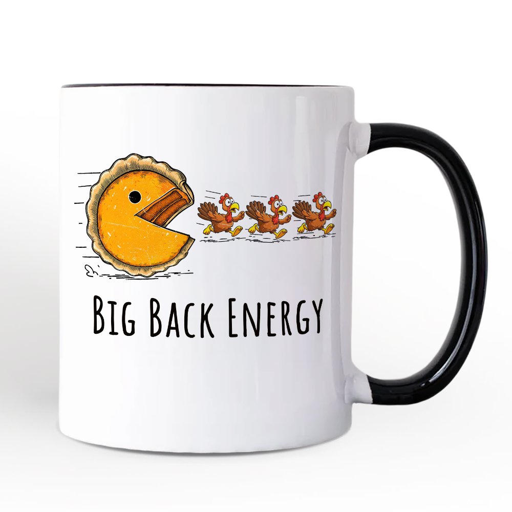 Pumpkin Pie Chasing Turkeys Funny Personalized Mug, Retro Thanksgiving Fall Vibes Gift with Custom Name Personalized Ceramic Mug OrnamentallyYou White - Black Non-Custom 