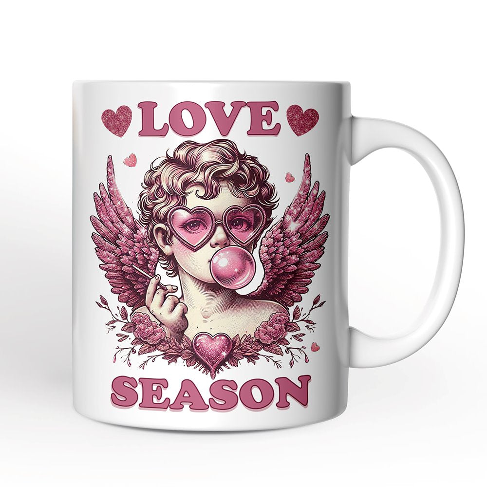 Retro Cupid Valentine Blowing Bubble Personalized Mug, Love Season Vintage Valentine's Day Gift Personalized Ceramic Mug OrnamentallyYou 12oz Mug Non-Custom 