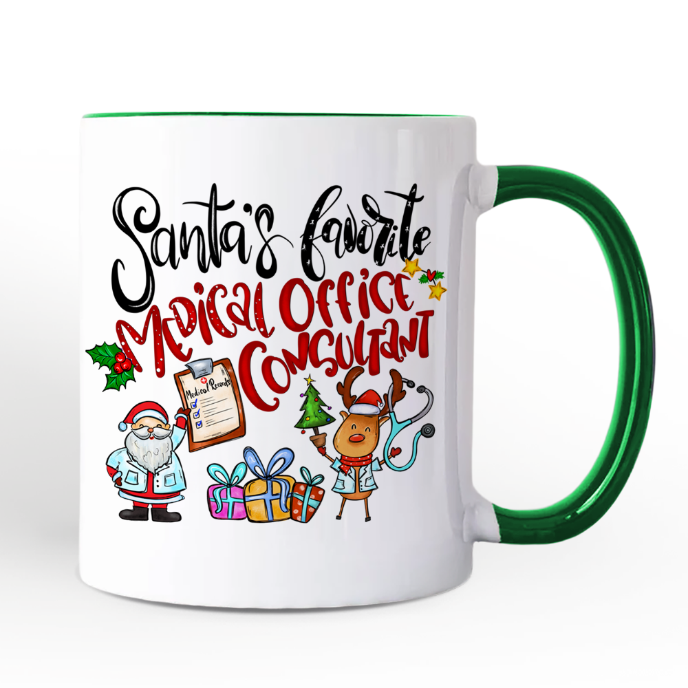 Santa's Favorite Medical Office Consultant Personalized Mug, Healthcare Christmas Gift with Custom Name