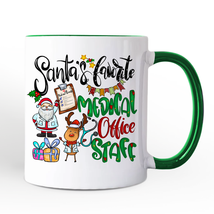 Santa's Favorite Medical Office Staff Personalized Mug, Christmas Appreciation Gift with Custom Name