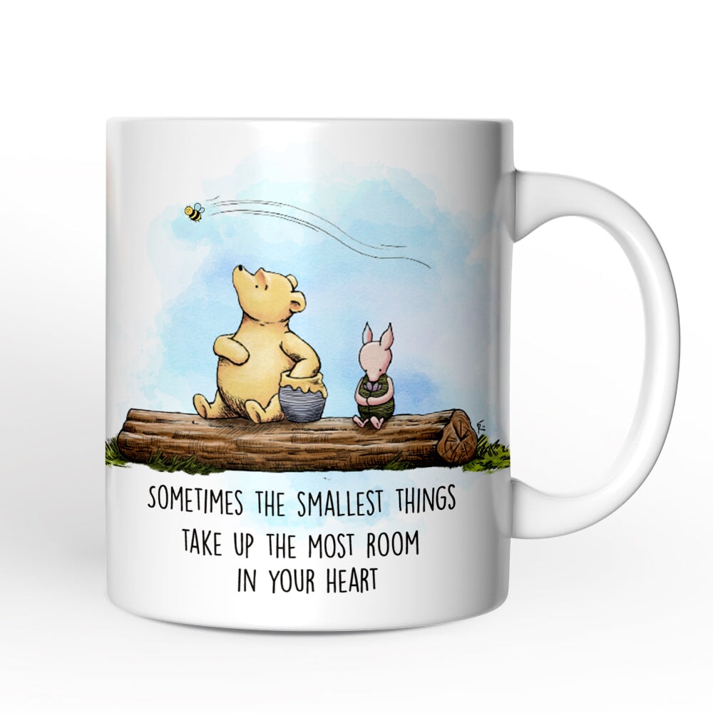 Sentimental Heartwarming Winnie-the-Pooh Quote Personalized Mug, 1926 A.A. Milne Small Things Friendly Gift with Custom Name Personalized Ceramic Mug OrnamentallyYou 12oz Mug Non-Custom 