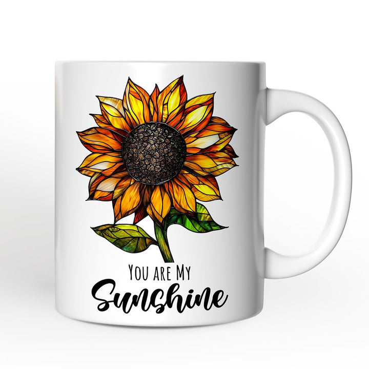 Sunflower Stained Glass Personalized Mug, Sunshine in Life Custom Name Gift Personalized Ceramic Mug OrnamentallyYou 12oz Mug Non-Custom 