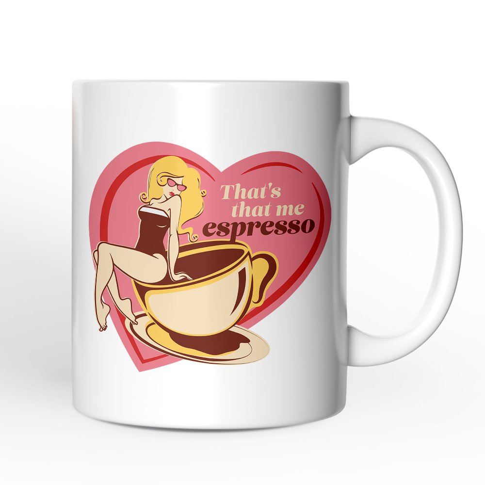 That’s That Me Expresso Retro Personalized Mug, Pinup Girl Anti-Valentine Gift With Custom Name Personalized Ceramic Mug OrnamentallyYou 12oz Mug Non-Custom 