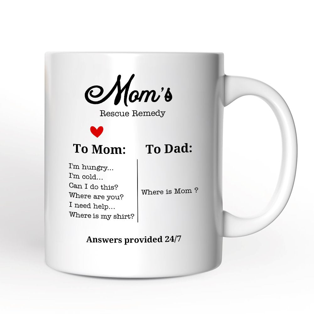 To Mom VS To Dad Funny Personalized Mug with Name, Moms Rescue Remedy Gift Personalized Ceramic Mug OrnamentallyYou 12oz Mug Non-Custom 