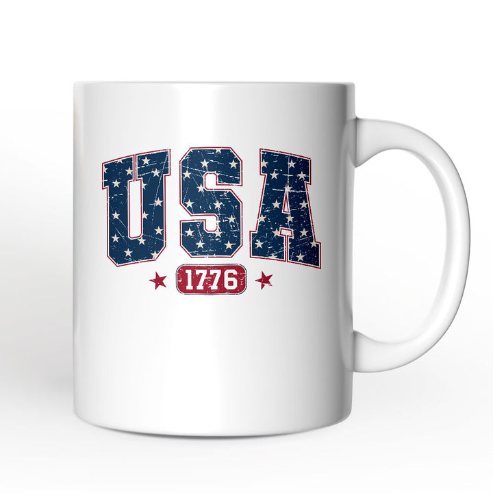 USA 1776 Stars Personalized Mug, Bold Patriotic Gift with Custom Name Personalized Ceramic Mug OrnamentallyYou 12oz Mug Non-Custom 