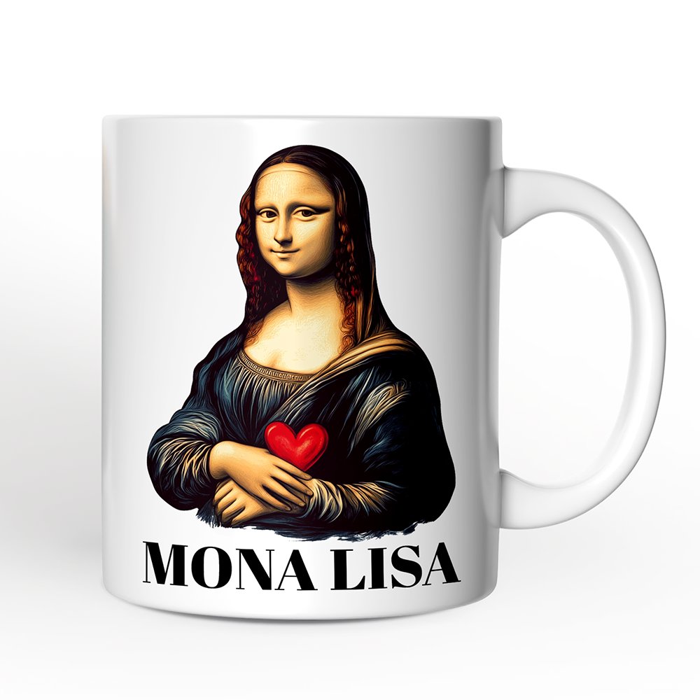 Valentine Style Mona Lisa Personalized Mug, Leonardo da Vinci Vintage Art Lover Gift Personalized Ceramic Mug OrnamentallyYou 12oz Mug Non-Custom 