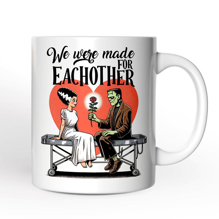 Vintage Frankenstein and Bride Personalized Mug for Couple, We Were Made for Each Other Vintage Romantic Gift With Custom Names Personalized Ceramic Mug OrnamentallyYou 12oz Mug Non-Custom 