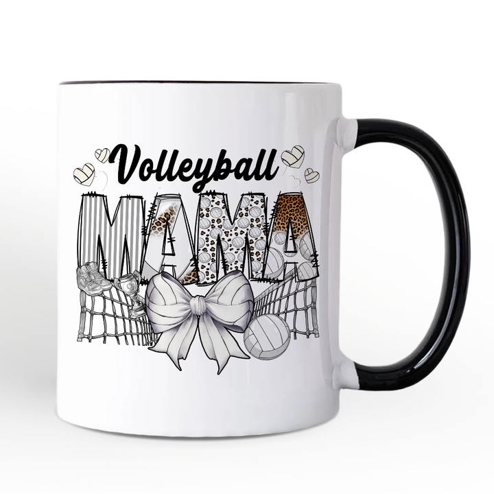 Volleyball Mama Coquette Bow Personalized Mug, Sport Mom Life Gift with Custom Name