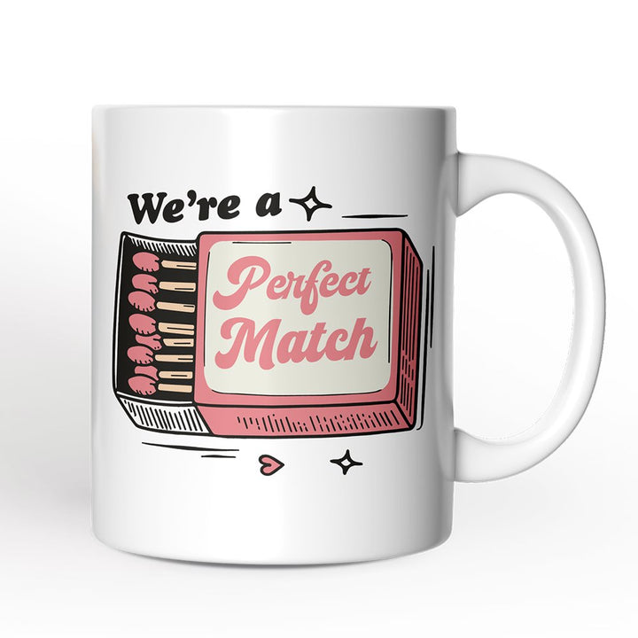 We're a Perfect Match Personalized Mug for Couple, Retro Cute Gift With Custom Names Personalized Ceramic Mug OrnamentallyYou 12oz Mug Non-Custom 
