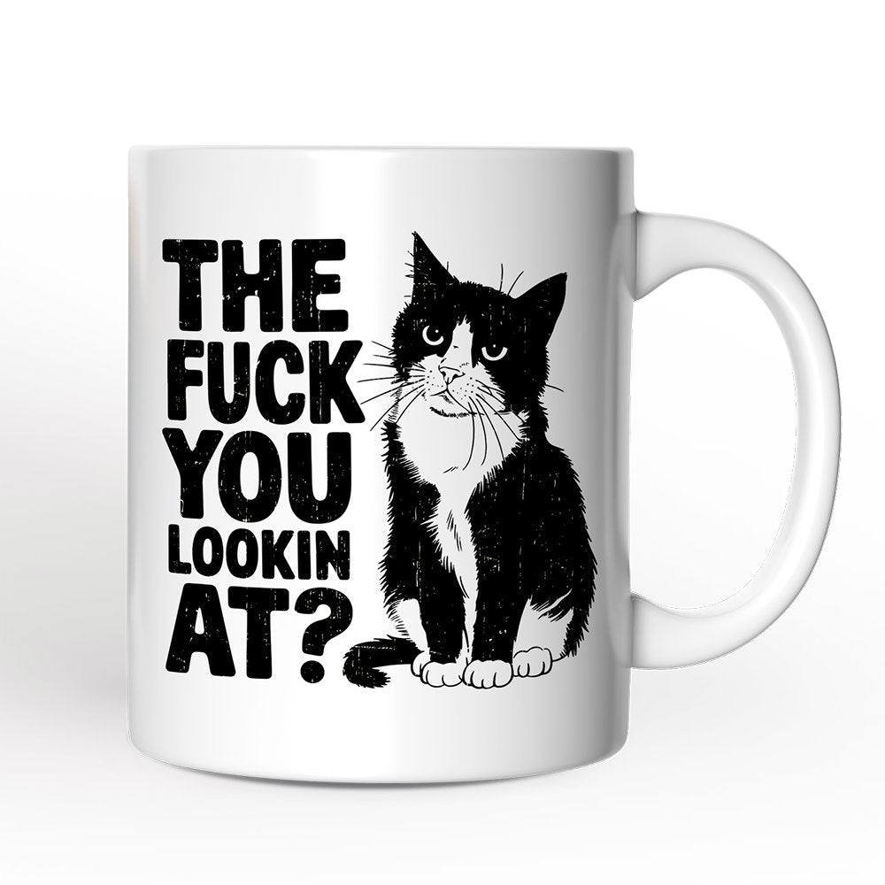 What Are You Looking At Personalized Mug, Cat Lover Gift With Custom Name Personalized Ceramic Mug OrnamentallyYou 12oz Mug Non-Custom 