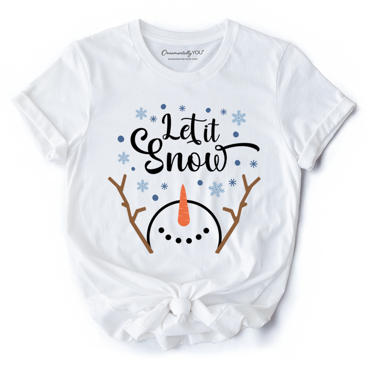Let It Snow Snowman T‑Shirt, Snowflakes Minimalist Tee for Winter Holiday Season