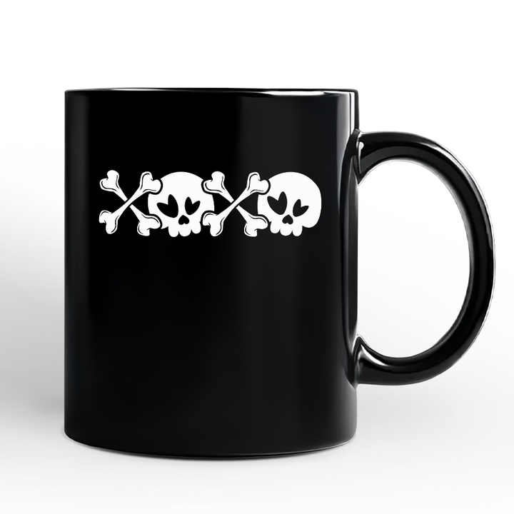 XOXO Skulls Anti-Valentine Personalized Mug, Sarcastic Skeletons Love Gift with Custom Name