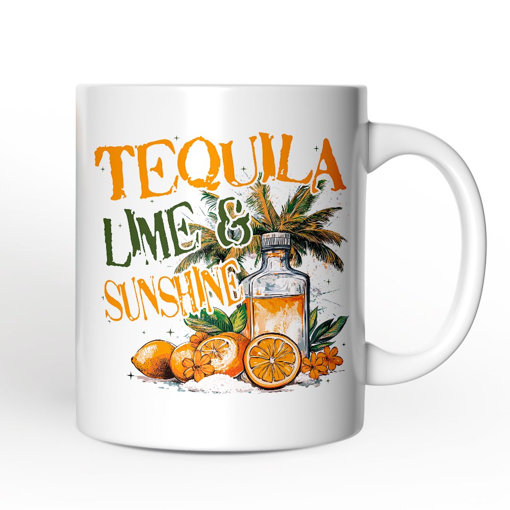 Tequila Lime & Sunshine Personalized Mug, Tropical Summer Gift with Custom Name Personalized Ceramic Mug OrnamentallyYou 