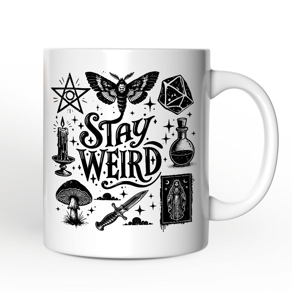 Stay Weird Witchy Vibes Personalized Mug, Mystical Halloween Gift with Custom Name