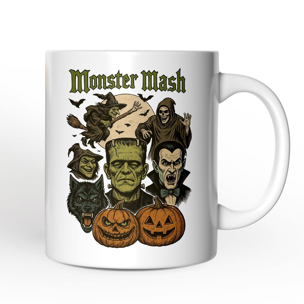 Monster Mash Classic Personalized Mug, Halloween Spooky Monsters Gift with Custom Name Personalized Ceramic Mug OrnamentallyYou 12oz Mug Non-Custom 