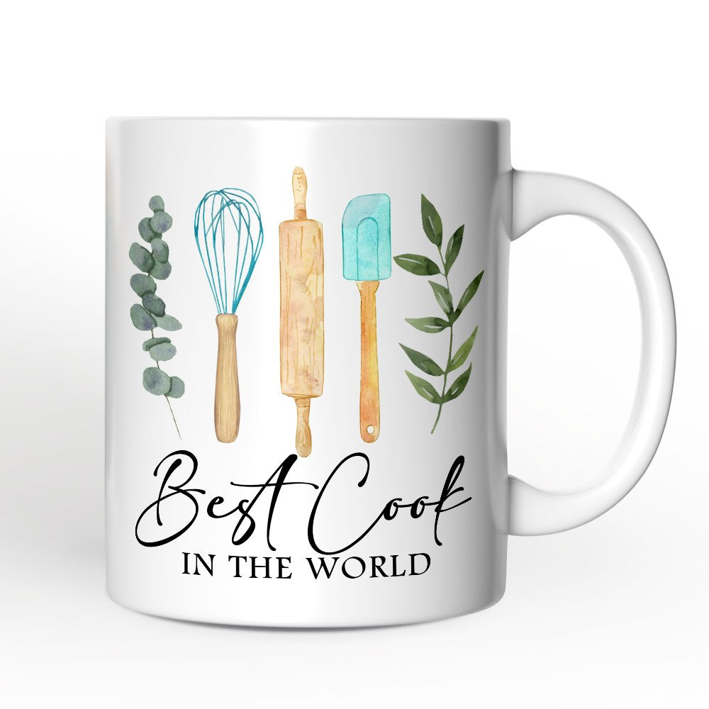 Best Cook Minimalist Personalized Mug, Chef Custom Gift with Name Personalized Ceramic Mug OrnamentallyYou 12oz Mug Non-Custom 