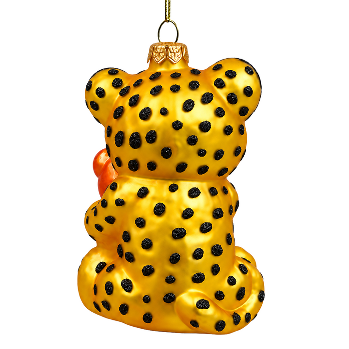 (PRE-ORDER) Adorable Leopard Hugging Bear Glass Christmas Ornament, Cute Jungle Animal Holiday Decor