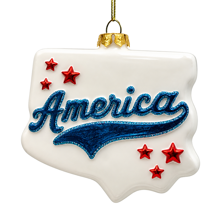 (PRE-ORDER) America 1776 Patriotic Glass Ornament, USA Independence Day Fourth of July Decor