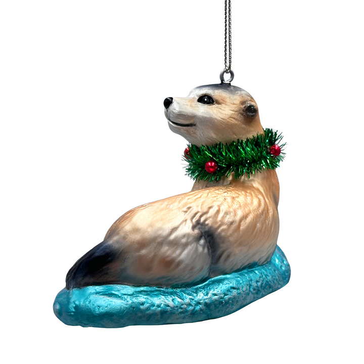 (Pre-Order) Cute Otter Glass Christmas Ornament, Exotic Animal Tree Decoration