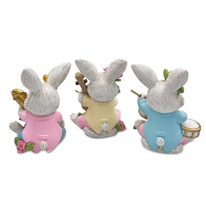 Easter Bunny Band Trio Set of Three Figurines, 3.5" Rabbit Statue Resin Statues OrnamentallyYou 
