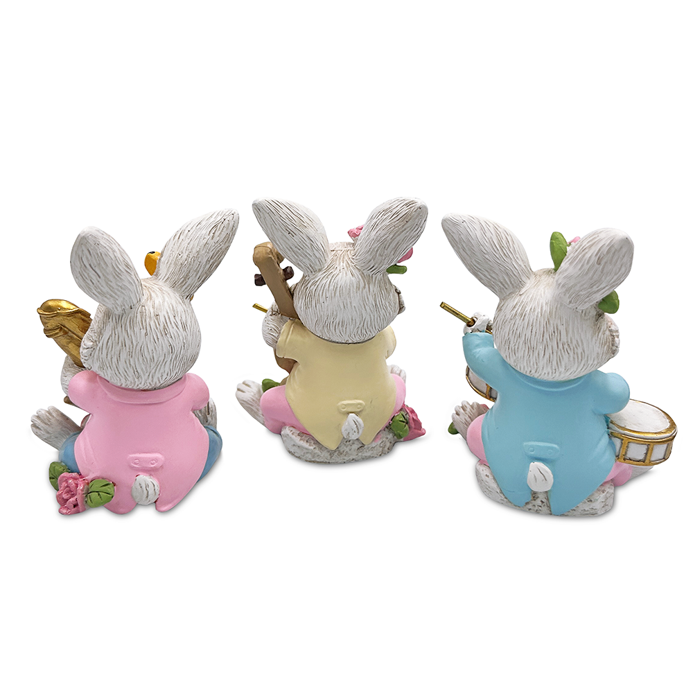 (Pre-Order) Easter Bunny Band Trio Set of Three Figurines, 3.5" Rabbit Statue