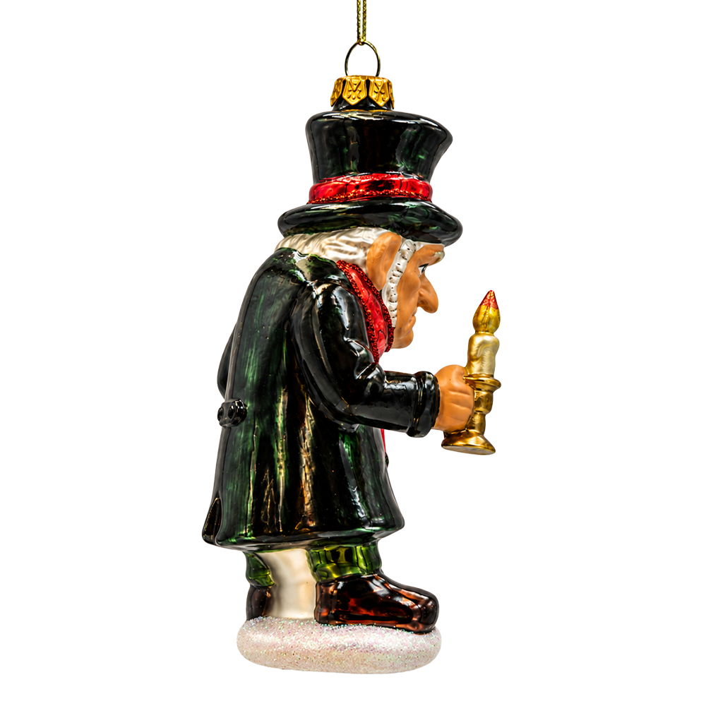 (PRE-ORDER) Ebenezer Scrooge with Candle Glass Christmas Ornament, A Christmas Carol Victorian Holiday Decor