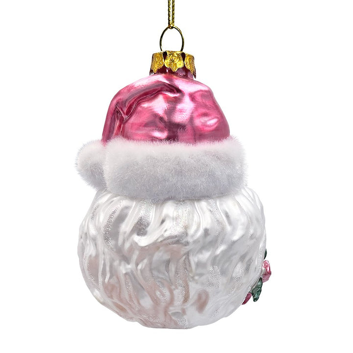 Enchanting Pink Santa Head Glass Ornament, Vintage Christmas Tree Decor Glass Ornament OrnamentallyYou 