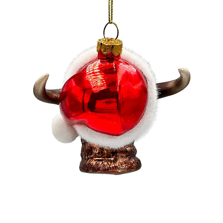 Festive Bison Glass Christmas Ornament, Buffalo Western Bovine Animal Glass Ornament OrnamentallyYou 