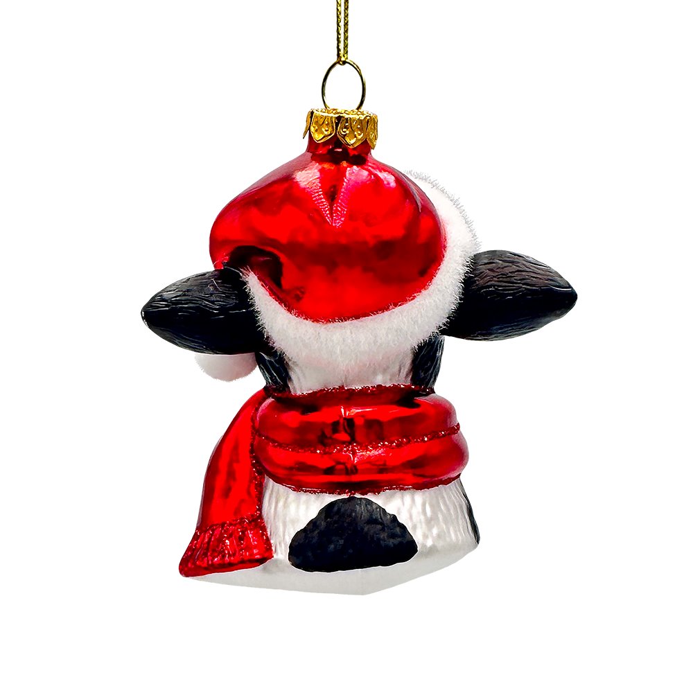 Festive Cow in Wreath Blown Glass Christmas Ornament, Farmhouse Theme Tree Decoration Glass Ornament OrnamentallyYou 