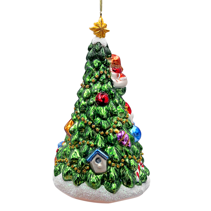 (Pre-Order) Festive Snowman and Christmas Tree Glass Ornament