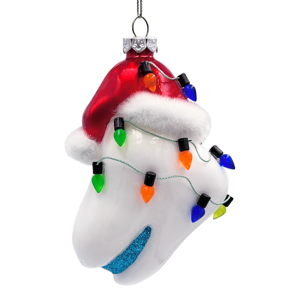 (Pre-Order) Festive Tooth Glass Christmas Ornament, Dentist Gift and Decor