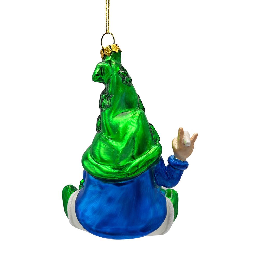 pothead gift Fun Weed Themed Gnome Glass Ornament, Pothead Smoker Unique Holiday Gift