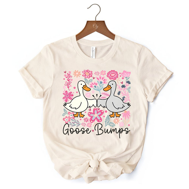 Funny Goose Bumps Floral T-Shirt, White, Natural and Black Sarcastic Goose Tee Gifts T-Shirts OrnamentallyYou 