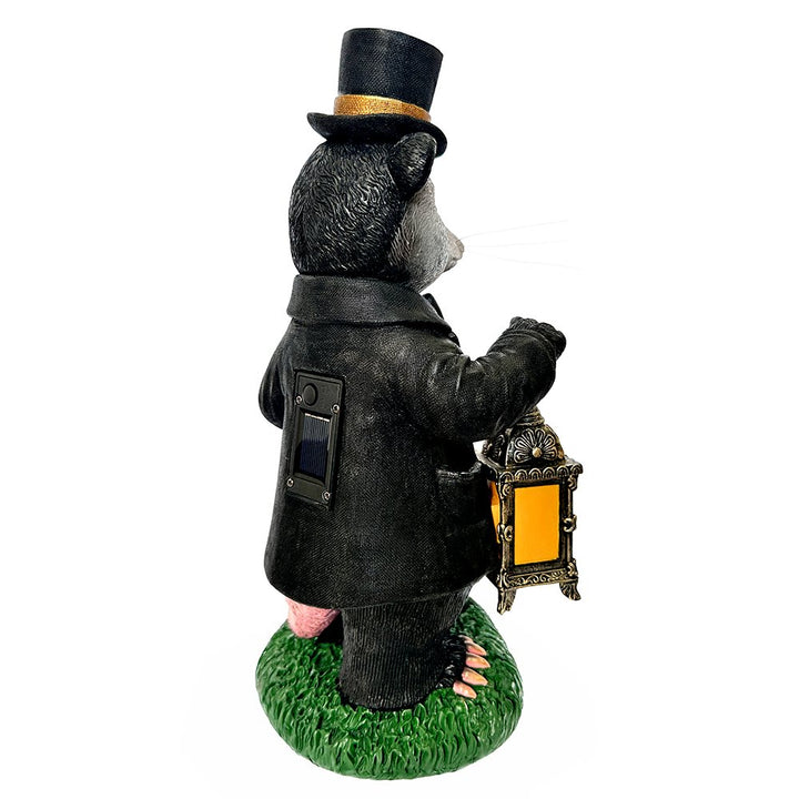 Gentleman Opossum the Victorian Nightcrawler with Solar Powered Lamp Statue, 13" Lighted Garden Statue Resin Statues OrnamentallyYou 