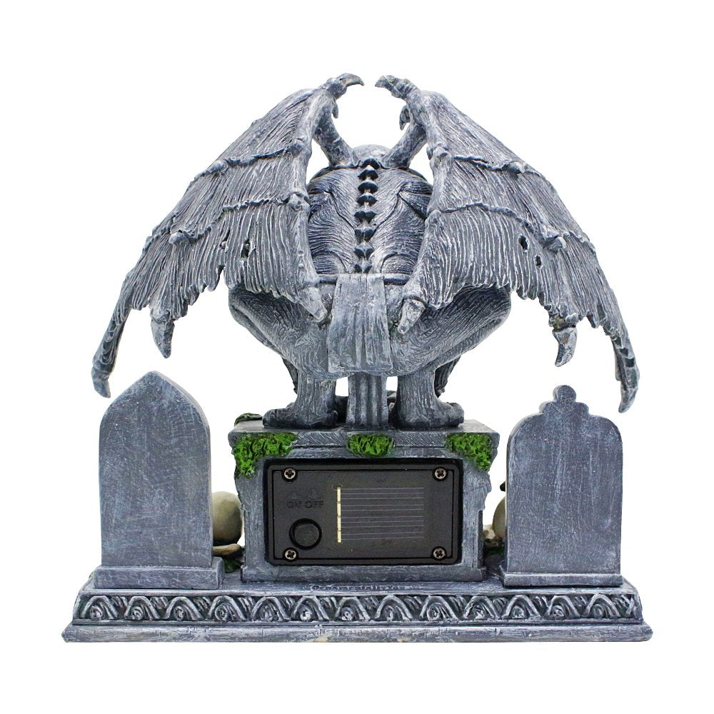 Grave Guardian Gargoyle Figurine, 7" Solar Powered Gothic Halloween Garden Statue Resin Statues OrnamentallyYou 