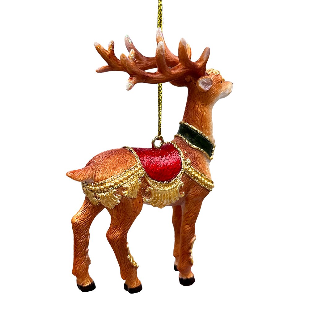 Majestic Deer in Gold Armor Ornament, Regal Christmas Tree Decor Resin Ornaments OrnamentallyYou 