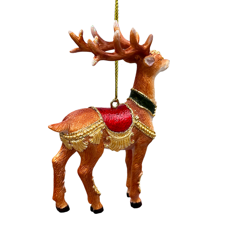 (Pre-Order) Majestic Deer in Gold Armor Ornament, Regal Christmas Tree Decor