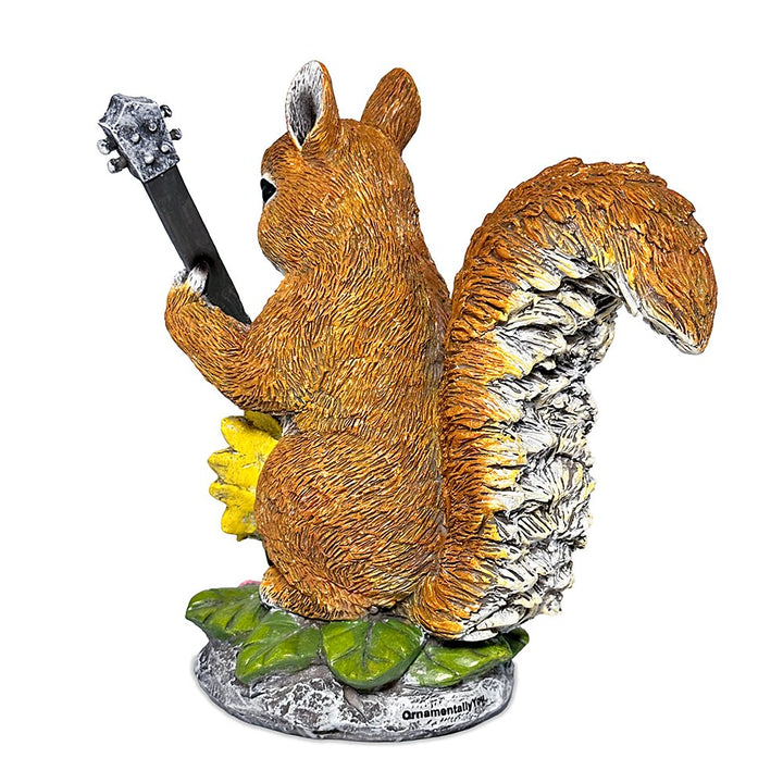 Melody of the Meadow Squirrel Garden Statue, 8" Sunflower Banjo Outdoor Decor Resin Statues OrnamentallyYou 
