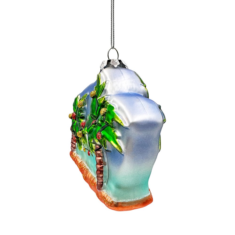 (Pre-Order) Merry Beachmas Christmas Palm Tree Glass Ornament, Xmas in July Tropical Decor Glass Ornament OrnamentallyYou 