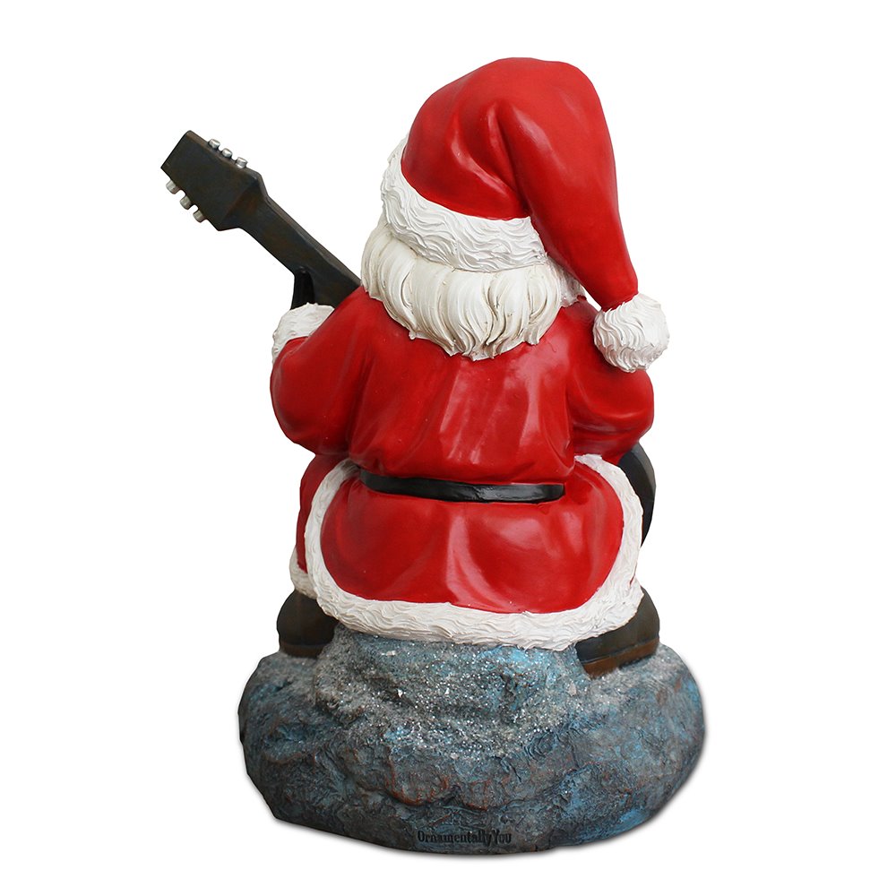 (Pre-Order) Merry Vibes Rockstar Santa Christmas Figurine, 10" Rock n Roll Lover Gift Garden Statue Resin Statues OrnamentallyYou 