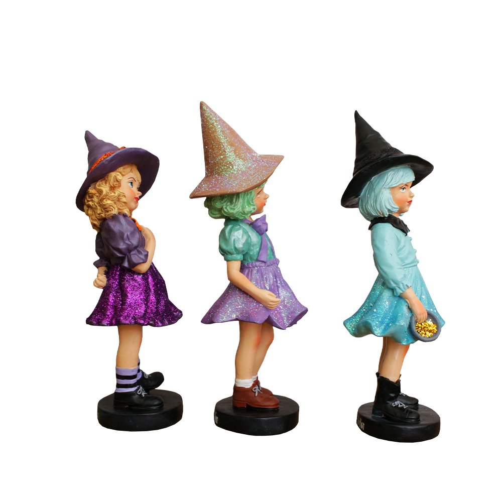 (Pre-Order) Mystical Victorian Witch Sisters Set of Three Figurines, Enchanted 6" Statues for a Bewitching Halloween Tabletop Display Resin Statues OrnamentallyYou 