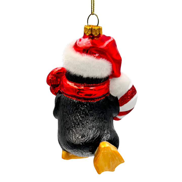 (Pre-Order) Penguin with Candy Glass Christmas Ornament, Arctic Bird Classic Tree Decoration