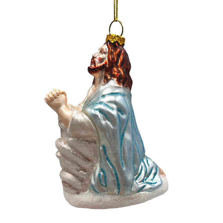 (Pre-Order) Praying Jesus Handcrafted Glass Christmas Ornament, Religious Christian Tree Decoration