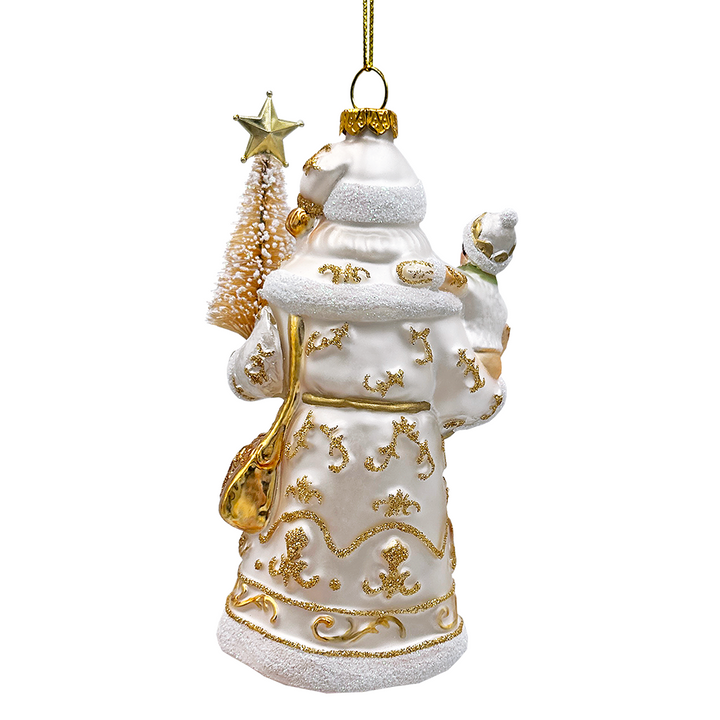 (Pre-Order) Radiant Gold Santa Claus Glass Christmas Ornament, Holiday Tree Decoration