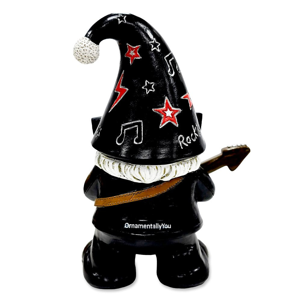 Rockstar Gnome Garden Statue, 7.5" Electric Guitar Playing Dwarf Figurine Resin Statues OrnamentallyYou 