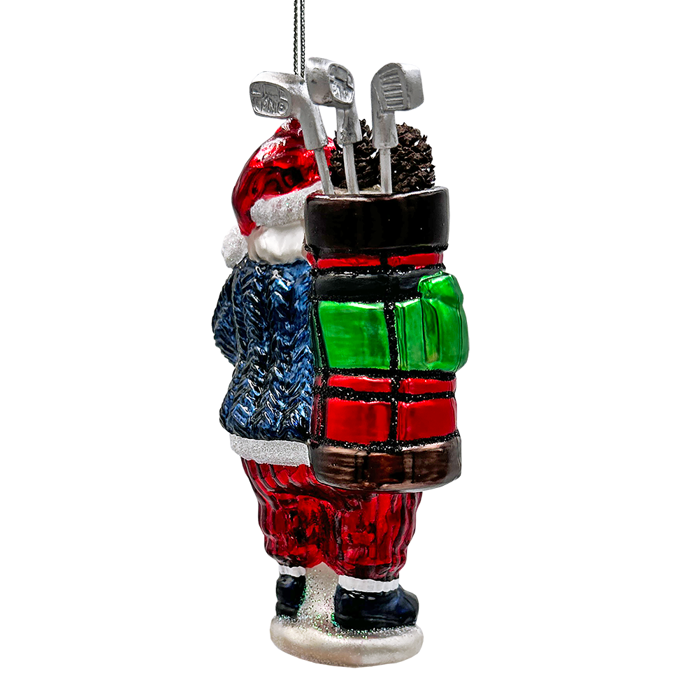 (Pre-Order) Santa Golfer Glass Christmas Ornament, Golf Holiday Tree Decor